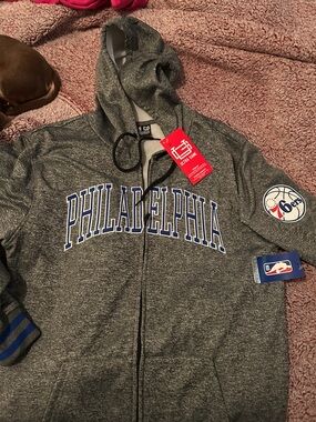 Philadelphia 76ers Gray Hooded Zip Sweatshirt